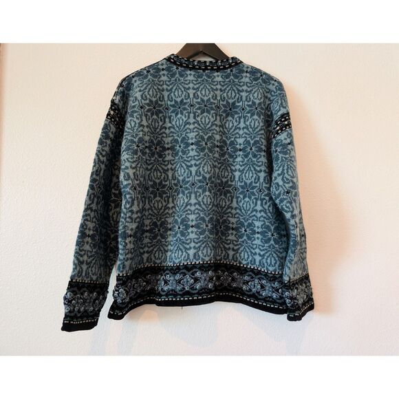Nordic Design heavy Shetland wool blend women's sweater/cardigan  Sz L - Picture 3 of 8